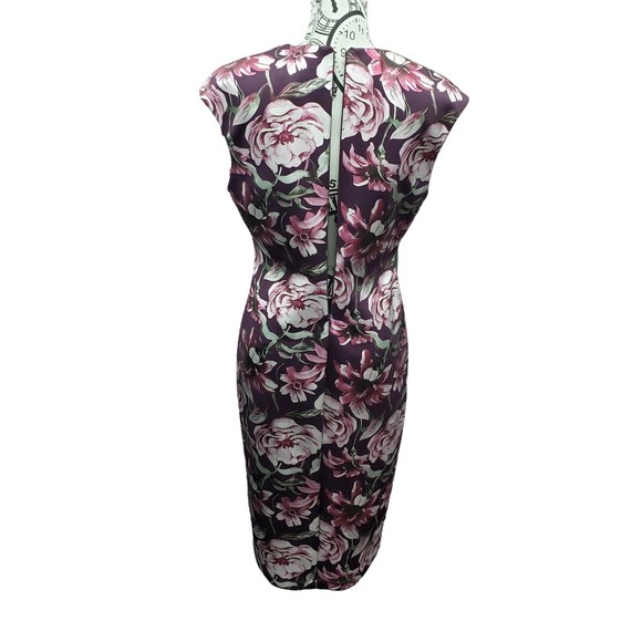 Connected Apparel Women's size 8 Burgundy Floral Sleeveless Dress - Picture 6 of 8